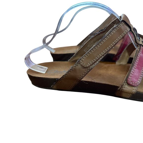 Clarks Bendables Womens Strappy Brown Red Slides Open Toe Sandals Flats Shoes 10 - Picture 12 of 16